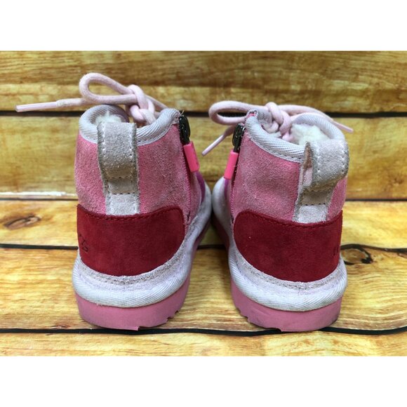 UGG Neumel II Pink Rose / Samba Red Chukka Boot Girls Toddler 8 / 25 (q7n) - Picture 9 of 10